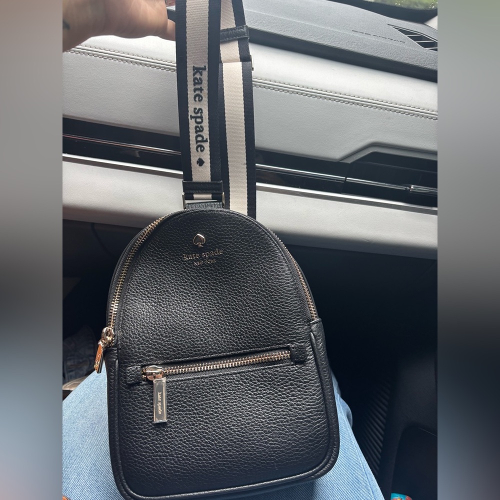 Kate Spade Black Backpack/Crossbody Sling with Cream Strap